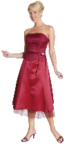 Strapless Princess Cut Two Piece Formal Party Dress in Burgundy color
