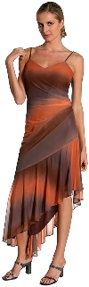 Two Tone Asymmetric Formal Dress in Brown color