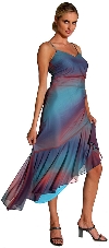 Two Tone Asymmetric Formal Dress in Teal color