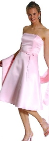 Strapless Satin Short Evening Dress in Pink color