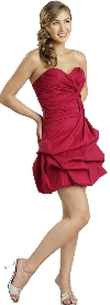 Ruche Bubble Party Dress in Berry