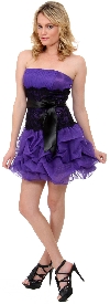 Multi Detailed Bubble Prom Dress in Purple