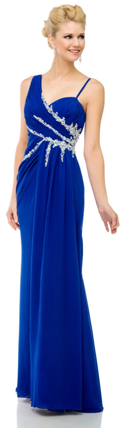 Pleated Long Prom Dress with Jewels & Matching Bolero Jacket