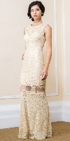 Main image of Stylish Floral Mesh Lace Accent Long Prom Pageant Dress