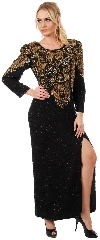 Main image of Paisley & Floral Bodice Full Sleeves Long Beaded Gown