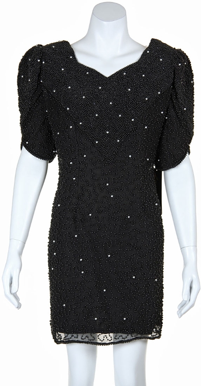 V-neck Vintage Style Mini Cocktail Dress With Pearls