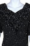 V-neck Vintage Style Mini Cocktail Dress With Pearls in closeup