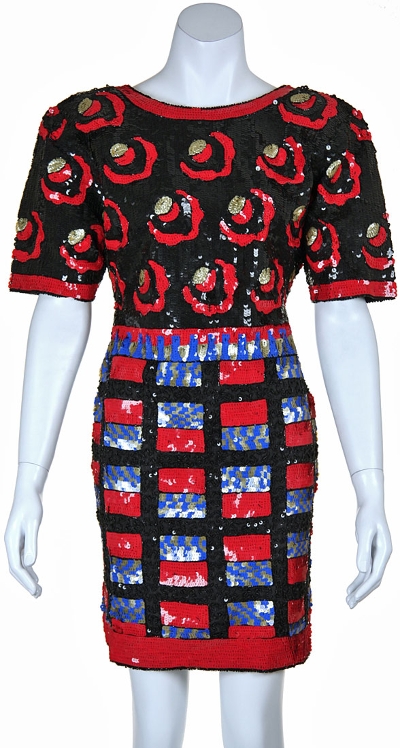 Hand Beaded Colorful Vintage Cocktail Dress