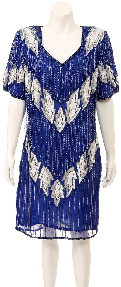 Fully Beaded Knee Length Cocktail Dress