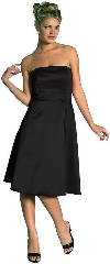 Strapless Satin Short Evening Dress in Black