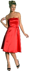 Strapless Satin Short Evening Dress in Red