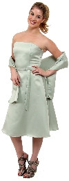Main image of Strapless Satin Short Evening Dress