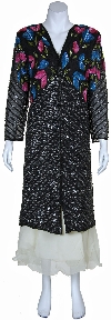 Main image of Long Beaded Jacket with Multi-colored Sequined Pattern