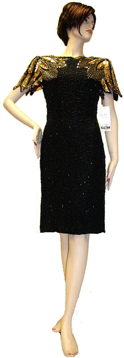 Tea Length Sequin Beaded Dress