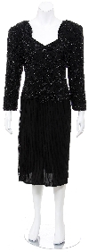 Main image of Tea Length Full Sleeves Formal Hand Beaded Dress