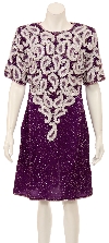 Main image of Short Sleeved Sequin Beaded Cocktail Dress