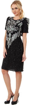 Main image of Artistic Beaded Bodice Short Formal Sequined Dress
