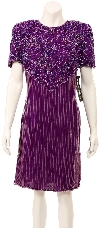 Main image of Tea Length Sequin Beaded Dress