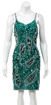 Main image of Short Spaghetti Strapped Sequin Beaded Cocktail Dress