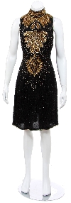 Main image of Turtleneck Sleeveless Short Dress with Sequined Bodice