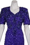 Full Length Floral Print Sequin Beaded Formal Dress in closeup
