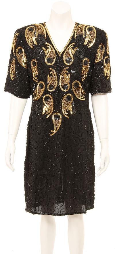 V-Neck Fully Sequined Cocktail Dress