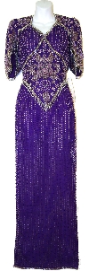 Half Sleeves Sequined Formal Mother of the Bride Dress in Purple/Silver
