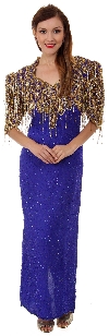 Main image of Vintage Look V-Neck Half Sleeves Formal Evening Dress
