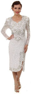 Main image of Sweetheart Neck Knee Length Formal Beaded Dress with Keyhole