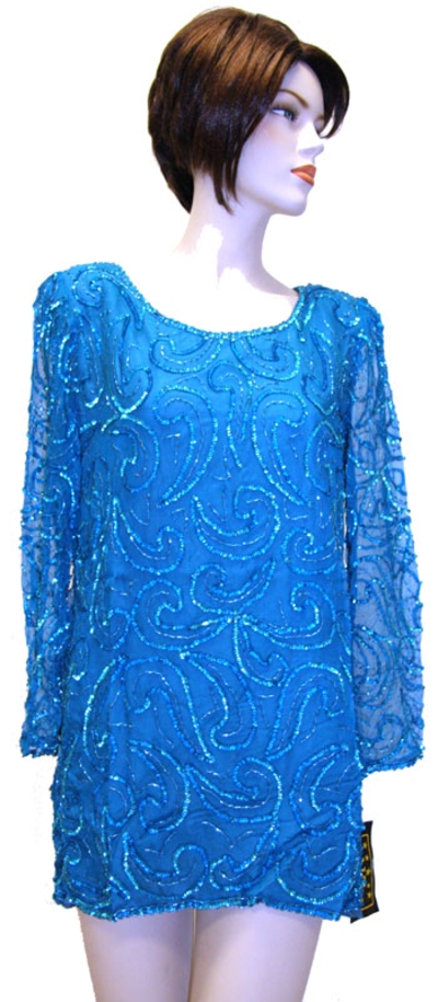 Full Sleeves Sequined Silk Chiffon Blouse