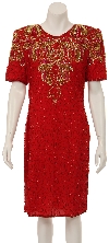 Main image of Tea Length Sequin Formal Dress