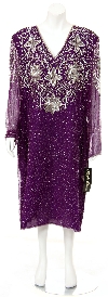 Main image of Sequined Tea Length Long Sleeve Gown