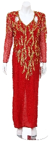 Main image of Leaf Design Sequin Beaded Formal Gown