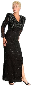 Main image of Silver Bead Accent Full Length Gown