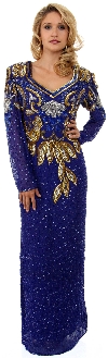 Main image of V-Neck Full Sleeves Sequined Formal Evening Gown