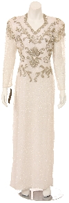 Main image of V-Neck Long Sleeves Long Formal Beaded Gown