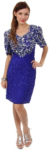 Main image of Knee Length V-Neck Formal Cocktail Beaded Dress