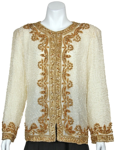 Hand Beaded Sequin Floral Print Jacket