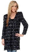 Main image of V-neck Checkered Sequin Beaded Jacket