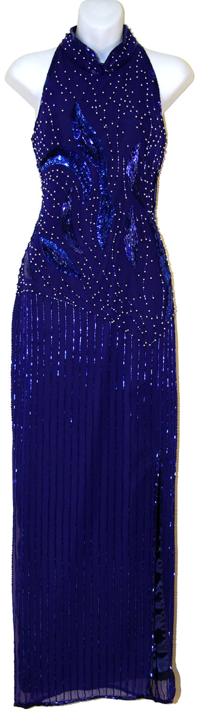 Closed Halter Neck Beaded Pageant Gown