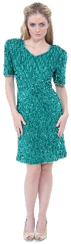 Main image of Short Sleeve Sequined Cocktail Dress