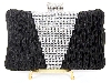 Main image of Crocheted Satin Metal Frame Evening Bag in Black
