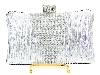 Main image of Crocheted Satin Metal Frame Evening Bag in Silver