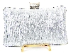 Crocheted Satin Metal Frame Evening Bag in Silver back view