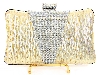 Crocheted Satin Metal Frame Evening Bag in Gold in alternative picture