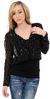 Main image of V-neck Short See-through Beaded Jacket  