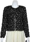 Sequin Beaded Checkered Print Jacket in Black/Silver