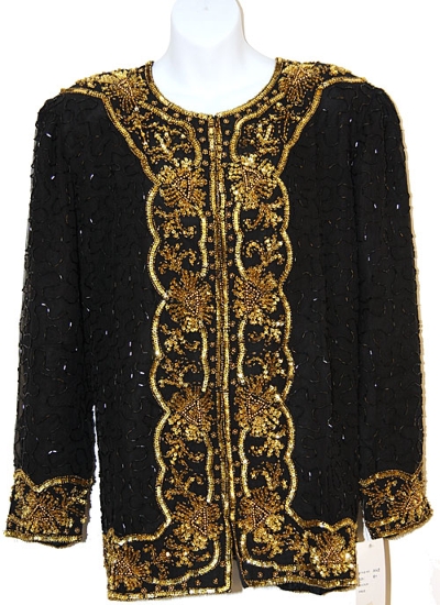 Floral Sequin Pattern Beaded Jacket