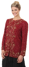 Main image of Round Neck Floral Bordered Beaded Jacket