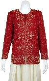 Floral Bordered Beaded Jacket in Burgundy